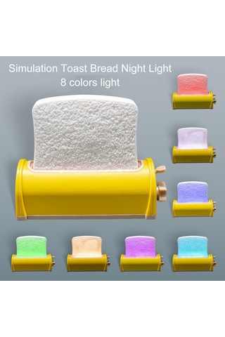 Geeroyoo Mavi 3d Tost Şekilli Led Gece Lambası - 8 Renkli Ev Dekorasyon Aydınlatması, Şarj Edilebilir Ve Enerji Tasarruflu Odalar İçin Mavi