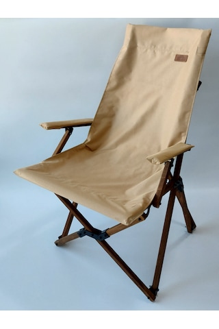 Joyfull Turtle Ahşap - Kollu Katlanır Sandalye -camel Kılıf-çanta Camel