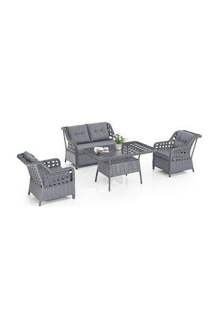 Evdemo Eren Rattan Bahçe Balkon Takımı 2+1+1 Antrasit