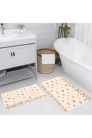 Eliana Home Dijital Baskılı 2'li Banyo Paspas Takımı Lna5189 Bej