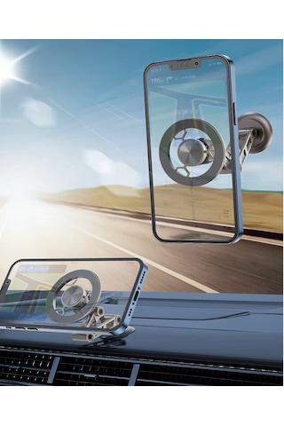 Metal Magsafe Telefon Tutucu 360 Dönerli Demir Ayarlanabilir Mıknatıslı Tüm Telefonlar İçin Tutucu Koyu Metal