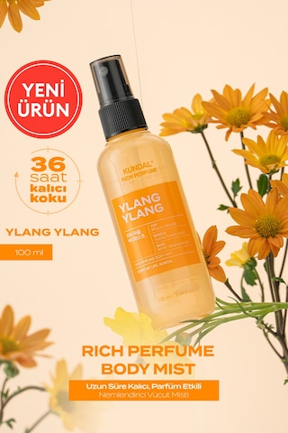 Parfüm Etkili, Nemlendirici Vücut Misti Kundal Rich Perfume Body Mist 100ml Ylang Ylang