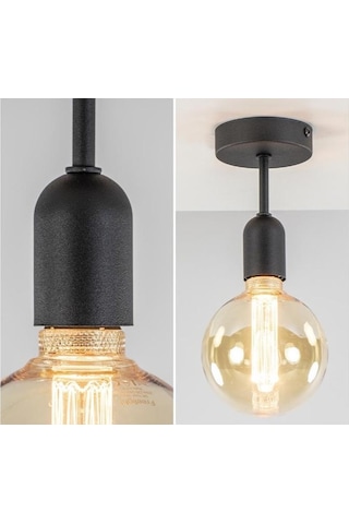 Mylights Retro Tavan Duvar Aplik Armatür Avize E27 Duy Siyah