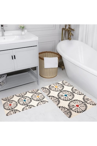 Eliana Home Dijital Baskılı 2'li Banyo Paspas Takımı Lna5163 Bej