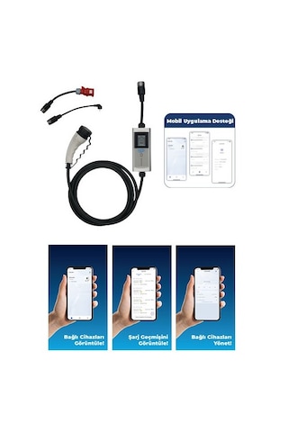 Hims Hctk-22-g 22kw Tip 2 Soketli Akıllı Konnektörlü Taşınabilir Elektrikli Araç Şarj Cihazı 22 KW