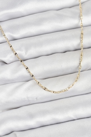 Cm 14k Gold Renk Pirinç Gemi Zinciri Model Kadın Kolye - Lisinya Altın
