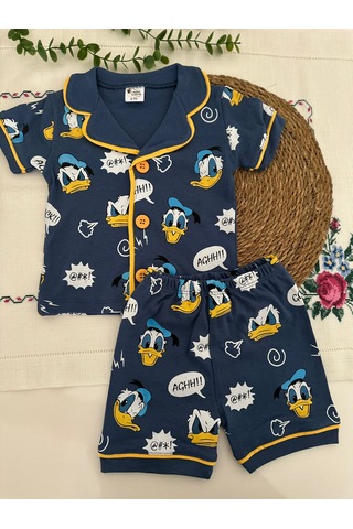 Tuembaby Dadft Duck Baskılı Erkek Bebek Kısa Kollu Şortlu Pijama Takımı Ölçüleri Açıklamada Lacivert
