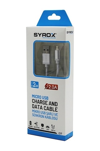 Syrox C17 2.0A 2 M Şarj Data Kablosu