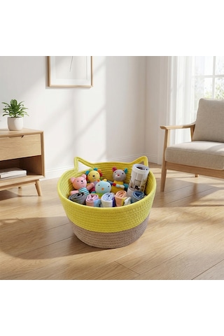 Koçtaş Kedi Kulaklı Sepet 30x18 Cm Sarı