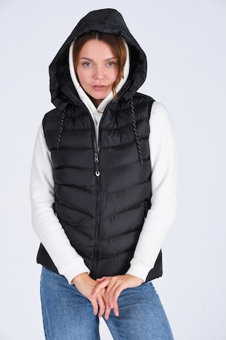 Everest Kadın Jel Dolgu Kapüşonlu Unısex Şişme Yelek Siyah