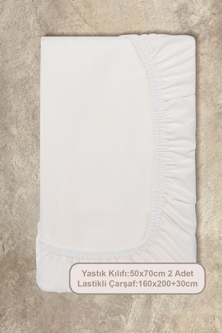 Elart Basic Lastikli Çarşaf Seti Çift Kişilik 160x200+28 Krem