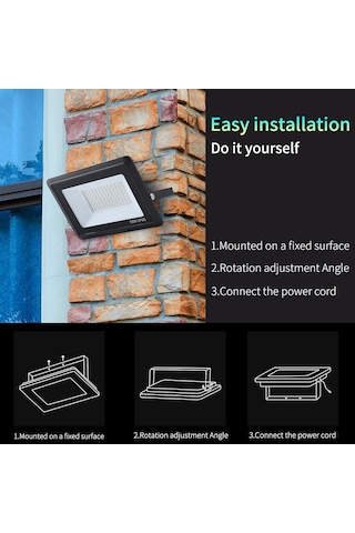 Elektrikle Çalışır, 50 Watt Yeşil Işık İç Ve Dış Mekan Slim Led Projektör, Yağmurdan Etkilenmez Yeşil