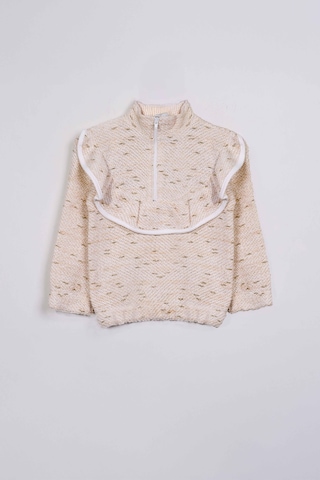 Luess Kız Çocuk Fırfırlı Ve Fermuarlı Bluz - Krem 2-3 Yaş 8-9 Yaş Krem