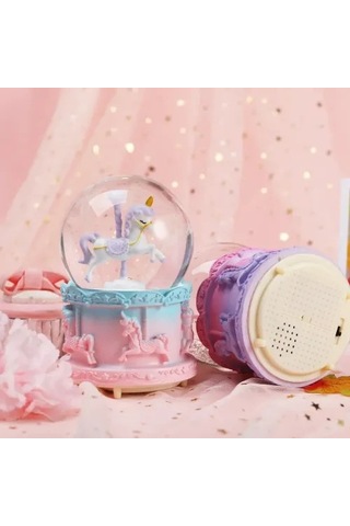 Dodes Orta Boy Işıklı Unicorn Kar Küresi