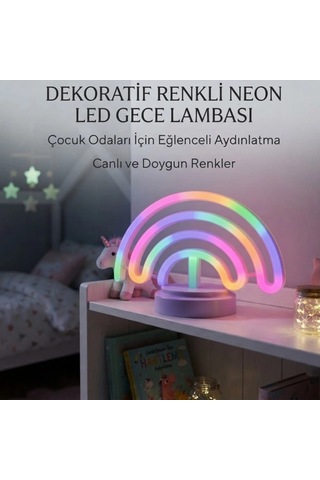 Cazibiz Neon Işıklı Gökkuşağı Masa Ve Gece Lambası-433300 Çok Renkli Cazibiz Neon Işıklı Gökkuşağı Masa Ve Gece Lambası-433300 Çok Renkli