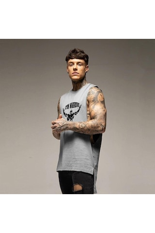 Gri Muscleguys Yaz Vücut Geliştirme Spor Pamuklu Kolsuz Bluz Erkek Rahat Eğitim Kıyafetleri Gevşek Gelgit Marka Hip-hop Üstleri Gri