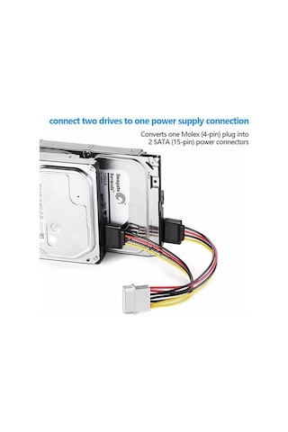 Sata Power Kablosu 2 Li 15Cm Çoklayıcı Güçlendirilmiş Bakır Kablo