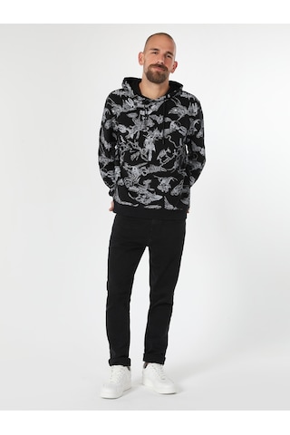 Colin's Regular Fit Baskılı Kapüşonlu Siyah Erkek Sweatshirt CL1061533_Q1.V2_BLK