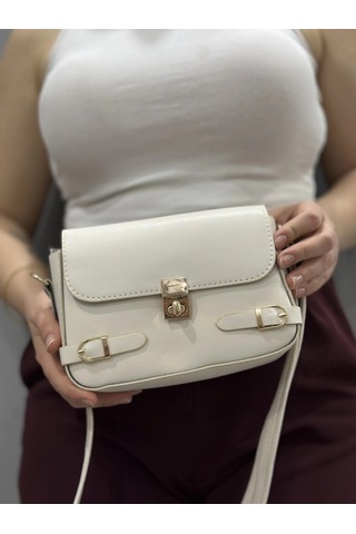 Biçomi Zerej Kemerli Krem Cilt Çanta Krem