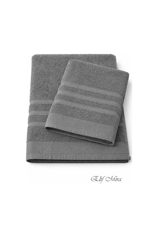 2 Parça Banyo Havlusu Seti Pamuklu Sude 70x140 + 50x85 Cm Antrasit