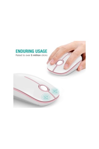 Usb Alıcılı 2.4g Kablosuz Fare Beyaz+pembe , 1600 Dpı, Wi