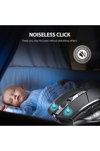 Kablosuz Fare Sessiz Şarj Edilebilir Kablosuz Bluetooth Fare Siyah Diğer