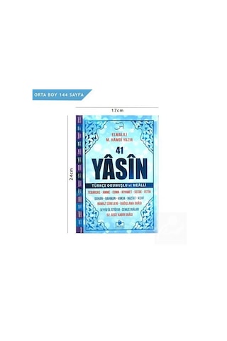 41 Yasin Türkçe Okunuşlu-Mavi Kapak Orta Boy- Merve Yayınları