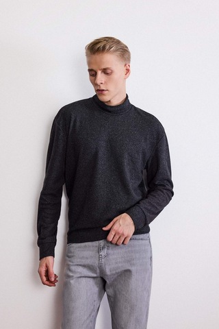Defacto Regular Fit Yarım Balıkçı Yaka Sweatshirt E9625ax25auar163 Antrasit