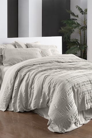 Sarev Leon Bej Çift Kişilik %100 Pamuk Mood Comfort Nevresim Takımı Bej