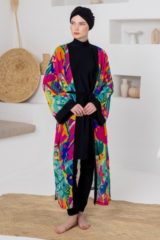 Adasea Uv Korumalı Mayo Üzerine Tek Pareo Kimono 1709 Mint Mint Yeşili