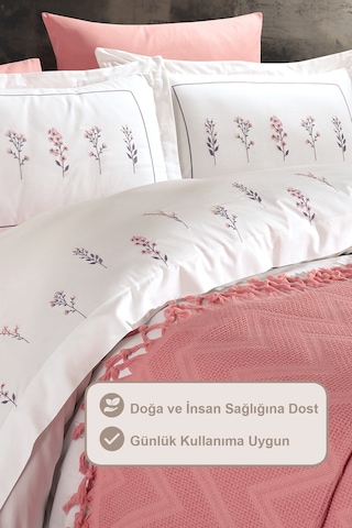 Elart Daisy Pike Yatak Örtüsü %100 Pamuk Püsküllü 220x240 Cm Gülkurusu Gülkurusu