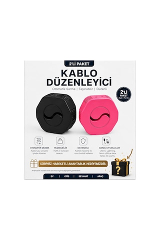 Veltronix Kablo Düzenleyici Ve Otomatik Kablo Sarma Aparatı Usb Şarj Kablosu Toplayıcı, Telefon Kablo Organizer, Taşınabilir Kablo Sarıcı. Siyah-pempe 2'li Belirtilmemiş