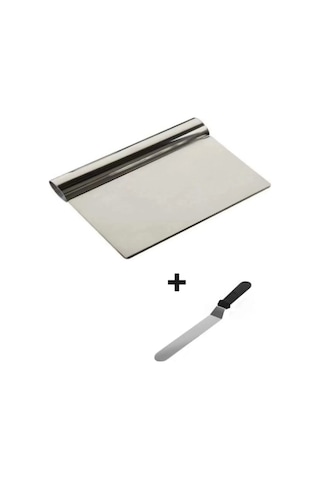 2li Set Hamur Şekillendirici Eğik Pasta Spatulası +metal Hamur Kesici Kazıyıcı Spatula Renkli