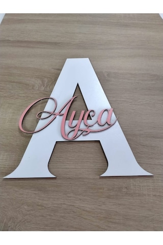 Mrchediyesepeti Bebek-çoçuk Odası Kapı & Duvar Süsü Kişiye Özel A Harfi Beyaz - Pembe