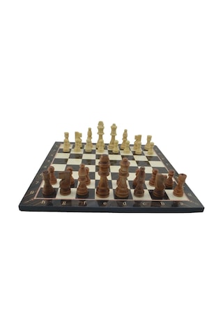Ahşap Satranç Takımı Ve Ceviz Desenli Tahtası Büyük Boy 37x37 Cm