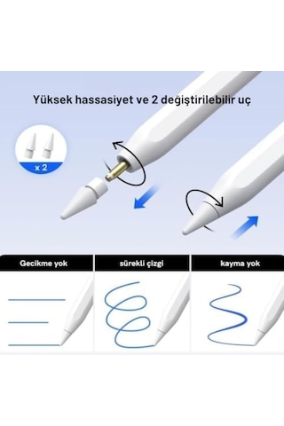 Tablet Kalemi İpad Uyumlu Stylus Kalem, Avuç İçi Reddetme & Eğim Özelliği, Hassas Yazım, 2 Yedek U