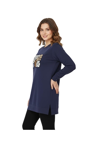 Caftan Kadın Sıfıryaka Önü Nakışlı Tunik Bgl-st05085 Antrasit