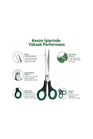 Lexroo Paslanmaz Çelik Makas 16 Cm, Ergonomik Kaymaz Saplı Ev Tipi Çok Amaçlı Makas, Kumaş Makası