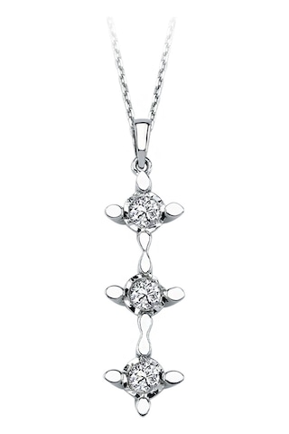 Sirius Pırlanta 1 Karat Pırlanta Efektli Büyük Tria Kolye 0823p0060