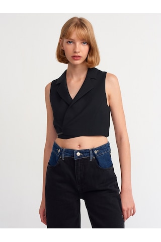 Dilvin Vücuda Oturan Yelek  Siyah