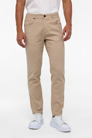 Süvari Bej Slim Fit 5 Cep Kalıp Armürlü Kanvas Pantolon-35413 Bej