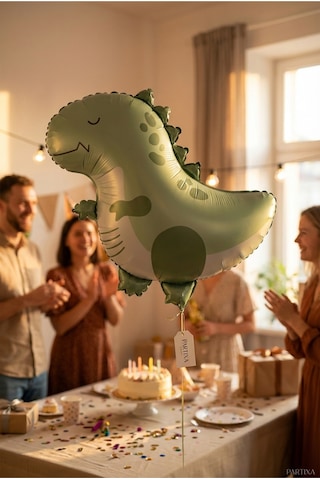 Mat Yeşil Retro Dinozor Folyo Balon 55x54 Cm T-rex Dinozor Temalı Çocuk Doğum Günü Parti Süsü Çok Renkli