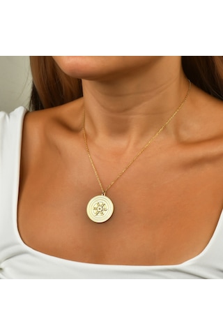 Atlantis Mandalası Gümüş Kolye Altın