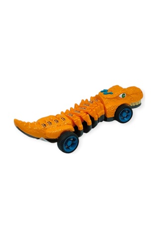 Timsah Araba - Otomatik Hareketli Sesli Işıklı 32 Cm - Turuncu Timsah Lisinya Çok Renkli