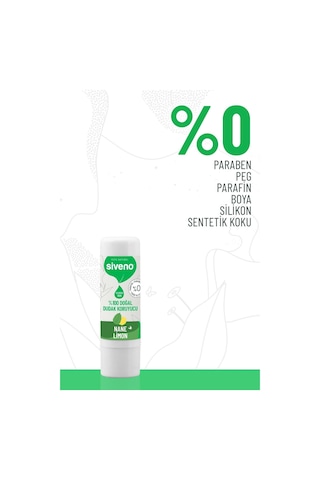 Siveno %100 Doğal Dudak Koruyucu Nane & Limon Bitkisel Lip Balm Krem Nemlendirici Parlatıcı Onarıcı 6 G