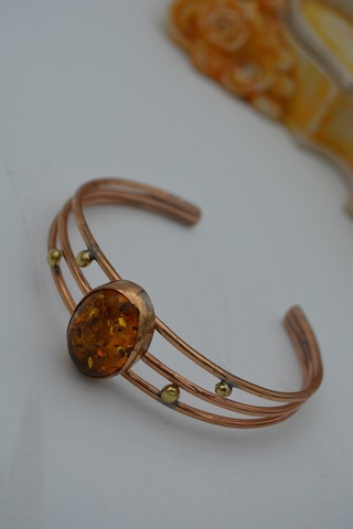 Stoneage Jewellery Sıkma Kehribar Bileklik Özel Tasarım Bronz