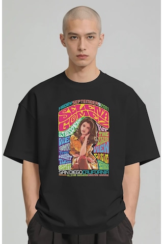 Sevbano Selena Gomez Şarkıcı Baskılı Unisex Oversize Premium Tişört Siyah