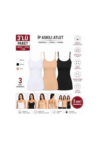 Comfort Secret 3'lü Basic Ip Askı Atlet Siyah