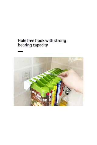 Vkemall Yeşil Duvar Tipi Baharat Depolama Rafı - 10 Delikli, Delik Açmadan Kurulur, Baharat Çantalarını Düzenleyen Pratik Organizer Yeşil