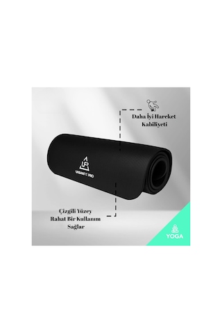 10 Mm Kalınlıkta Kaymaz Premium Yoga Ve Pilates Matı Egzersiz Spor Minderi 185 X 61 Cm İthal Siyah